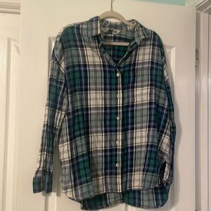 Old navy boyfriend plaid flannel shirt size large